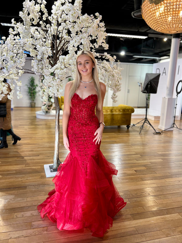 KNIGHTSBRIDGE COUTURE STRAPLESS FISHTAIL RED