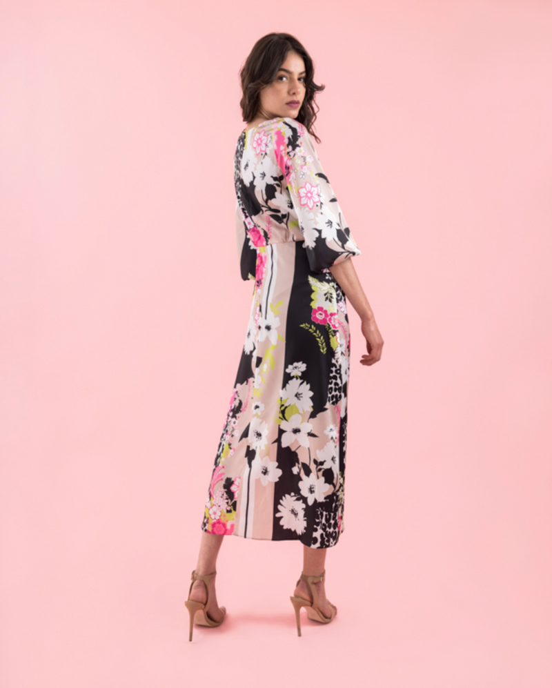 FEE G FAYE – FLORAL PRINT DRESS WITH PUFF SLEEVE