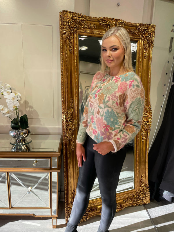 Floral Green Jumper