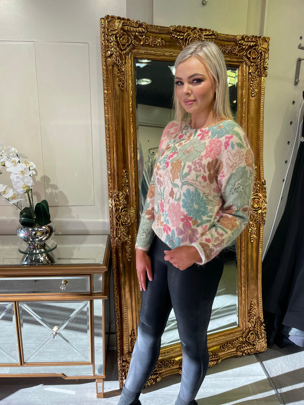 Floral Green Jumper